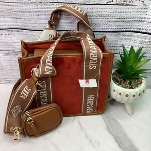 STEVE MADDEN BAG AIRPOD BROWN GINGER SATCHEL FAUX SUEDE BWEBBER PURSE NWT TIKTOK